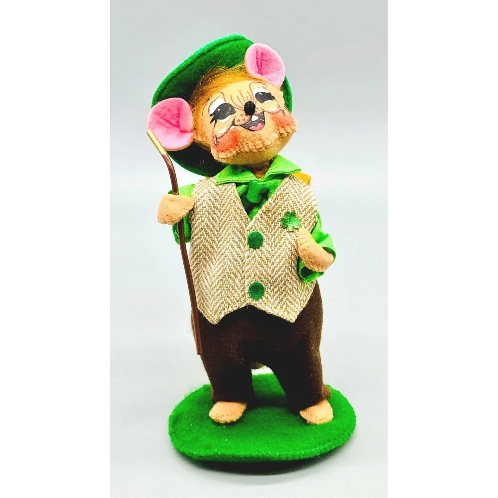 Annalee St Patricks Day Mouse Pair Irish Leprechaun Figures 2016